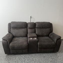 Griffin Grey 77" Power Reclining Storage Console Loveseat with USB by Living Spaces