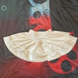 SHEIN Girls Cream Ruffled Skater Skirt
