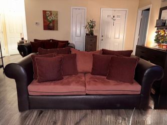 Two-Tone Sofa with Throw Pillows