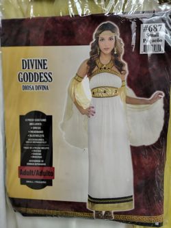 Women's Teen Goddess Adult Small Egyptian Greek Roman Costume Dress Halloween Cosplay White/Gold