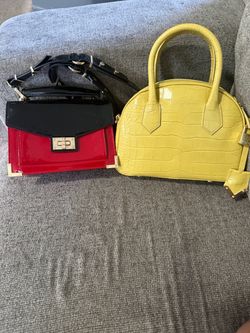 2 The Kooples Designer Handbags – Yellow & Red/Black – Bundle