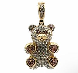Woman’s Ladies 14k Yellow Gold CZ Cubic Zirconia Teddy Bear Pendant For Necklace GP3111266