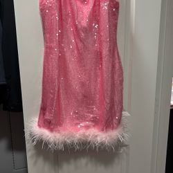 Shimmer Feather Sequin Mini Dress 