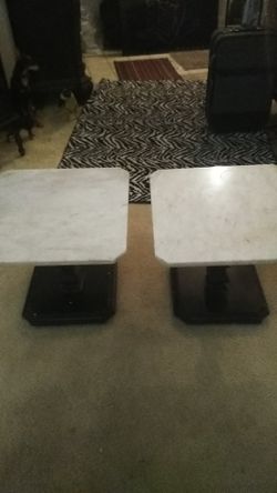 2 vintage real marble end tables