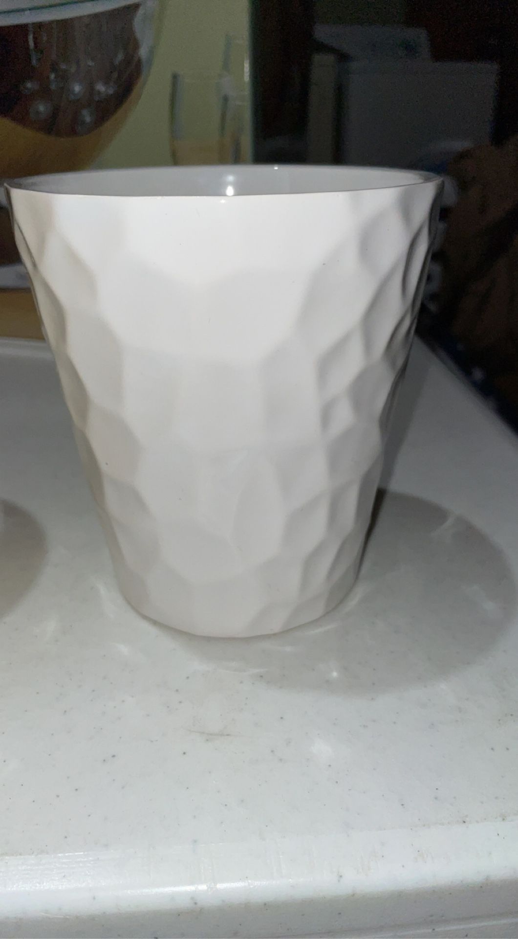 white textured vase