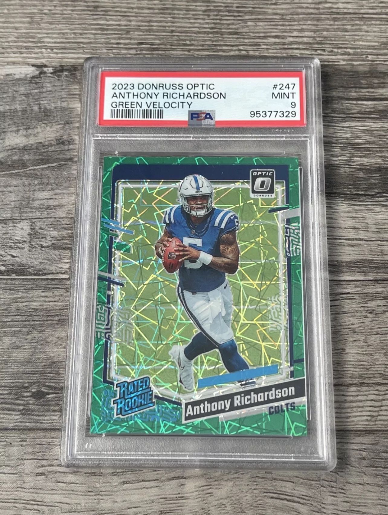 2023 Donruss Optic Anthony Richardson Green Velocity PSA 9