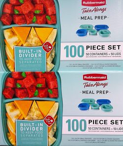 New 100 piece Rubbermaid Take-Alongs meal prep containers. 50