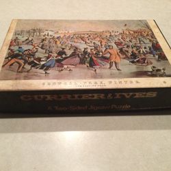 CURRIER IVES TWO SIDED JIGSAW PUZZLE  -  CENTRAL PARK AND CHAMPIONS OF THE MISSISSIPPI   