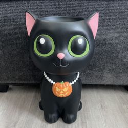 Halloween Cat With Pumpkin Stool / Home Decor Rare
