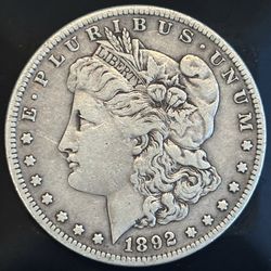 1892-S Morgan Silver Dollar Better Date VF Possible Light Cleaning