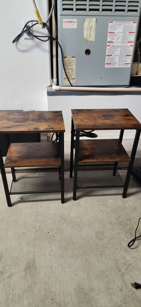 Pair Of Side Table W/ Outlet