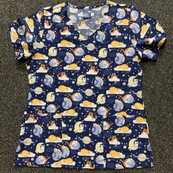 Brand new womens size small cats scrub top - polyester and spandex 