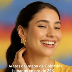 Colombian Map Earrings 24K Gold Plated 