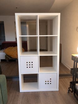 IKEA Kallax 8-Cube Shelf with 2 Door Inserts