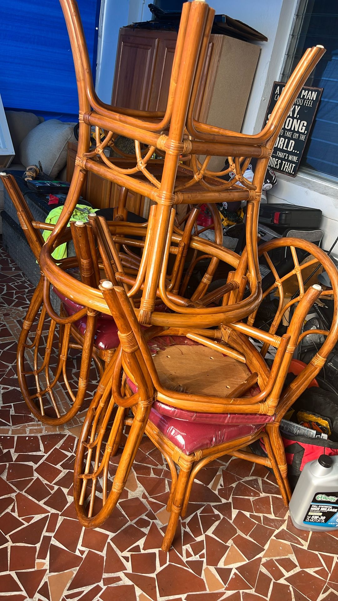 Bamboo Ratton Kitchen Table With 4 Chairs