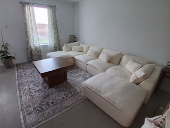 Large Cream Modular Sectional Sofa