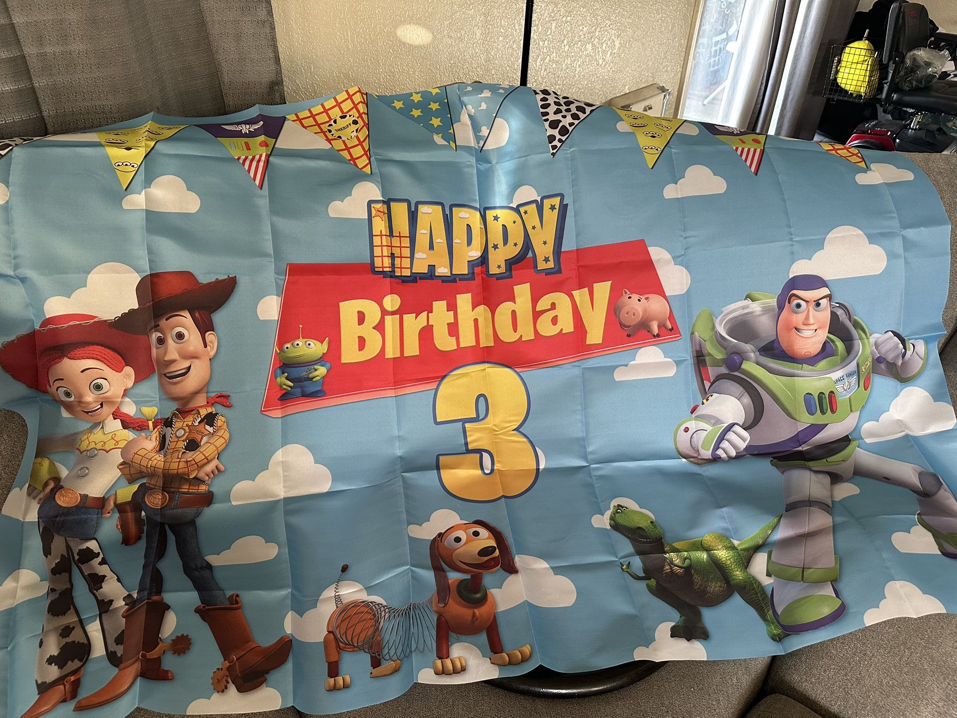 Toy Story, Happy Third Birthday Party Supply Banner