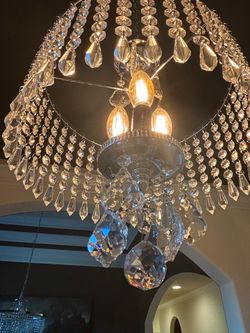 Three light glass chandelier