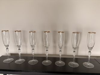 Lenox MONROE Gold Trim 9 1/8" Fluted Champagne Glasses: MINT - 6 Available