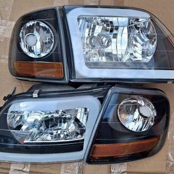 97-03 Ford F150 2004 Heritage 97-99 F250 Expedition LED DRL Headlights Luces Micas Calaveras Faros Faroles Focos Headlamps 