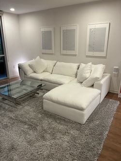 Restoration Hardware Cloud Couch – Modular 4-Piece Sectional – White Belgian Linen