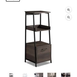 JOOODEEE Bookcase Bookshelf Cabinet with Storage Shelf and Drawer, Sturdy and Easy Assembly, Wood with Metal Frame, Smoky Oak