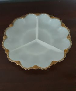 Vintage 1970s Milk Glass Relish Tray