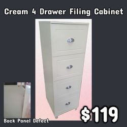 NEW Cream 4 Drawer Filing Cabinet: njft 