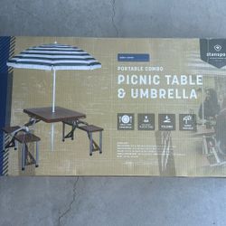 Portable Picnic Table & Umbrella