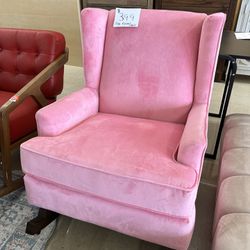 Pink Velvet Rocking Chair 