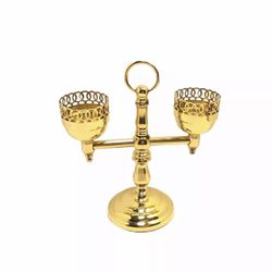 Church Style Brass Candleholder Dual Nest Made in USA