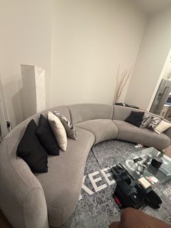 Gray Curved Sectional Sofa