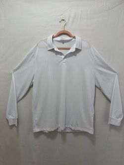 Men’s White Long Sleeve Golf Polo Shirt 2XL | Quick Dry Performance