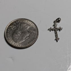 Wedding, Pendent Cross Small or Charm VVS Bright , Like New, 925 Sterling Silver 