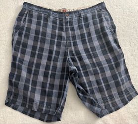 Tommy Bahama Men’s Paradise Nation Linen Silk Blend Blue Plaid Shorts Sz 35