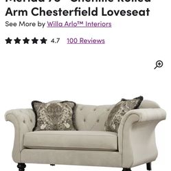 Loveseat Only With Tufted Crystal Buttons
