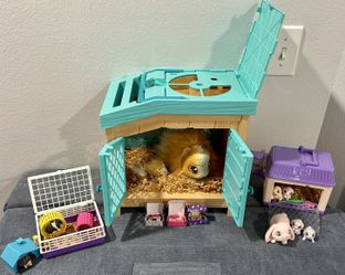Little Live Pets Bunnies & Guinea Pig + My Life Hamster Playset Bundle