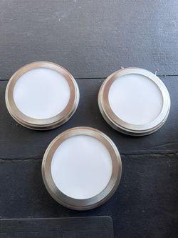 (3) LED Retrofit Flush Mount/Disk Lights | Brushed Nickel | Dimmable