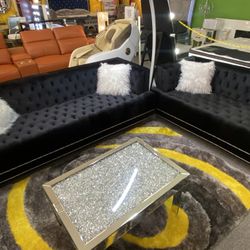 🌟AMAZING Black Velvet Sofa and Loveseat💥FREE FINANCING AVAILABLE 👉 NO CREDIT CHECK 👉 0 DOWN PAYMENT 