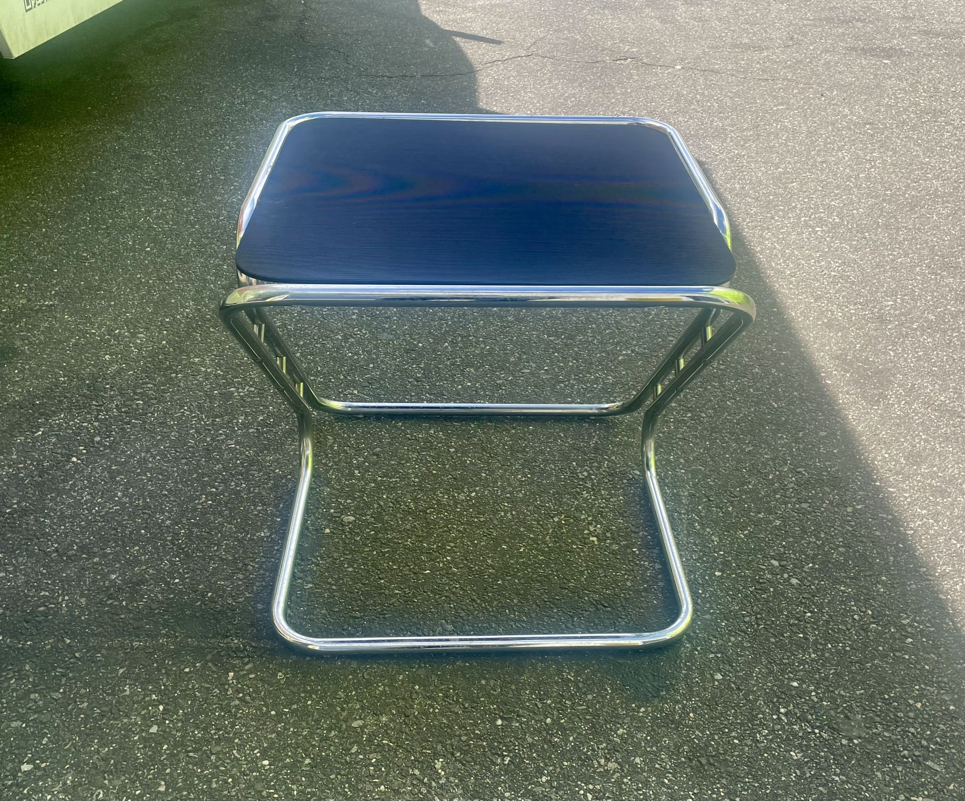 Mid Century Modern Tubular Chrome Glass Square Side Table (Needs TLC)