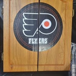 Flyers Dart Cabinet and Dart Board With Darts