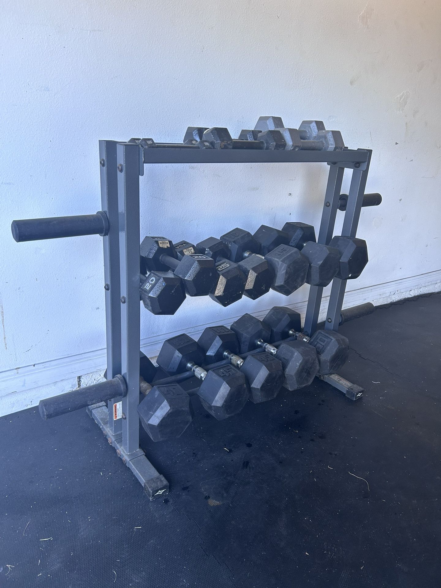 5 - 50 lb Dumbbell set w/ rack