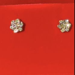 Floral Diamond Stud Earrings 10k Gold