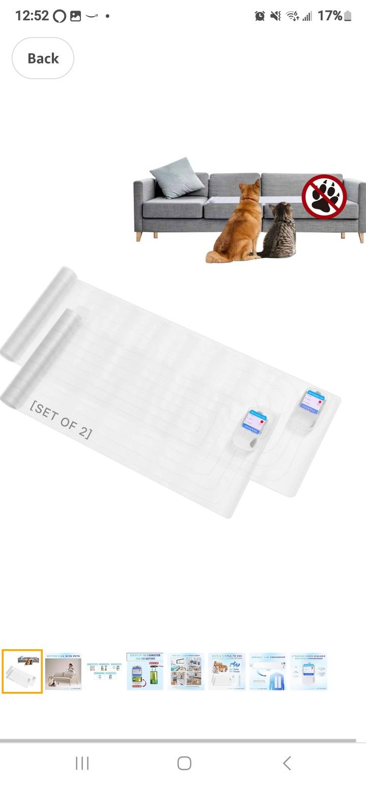 SEERWAY Scat Pet Shock Mat 2 Packs, Shock Pads for Dogs and Cats Training Indoor, Electric Repellent Mat Keeps Pets off Couch, Sofa, Countertop, 3 Mod