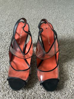 Via Spiga Clear and Black Strappy Heels
