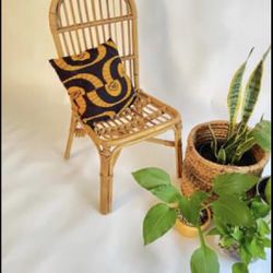 Natural cane ratten bamboo side chair boho Single