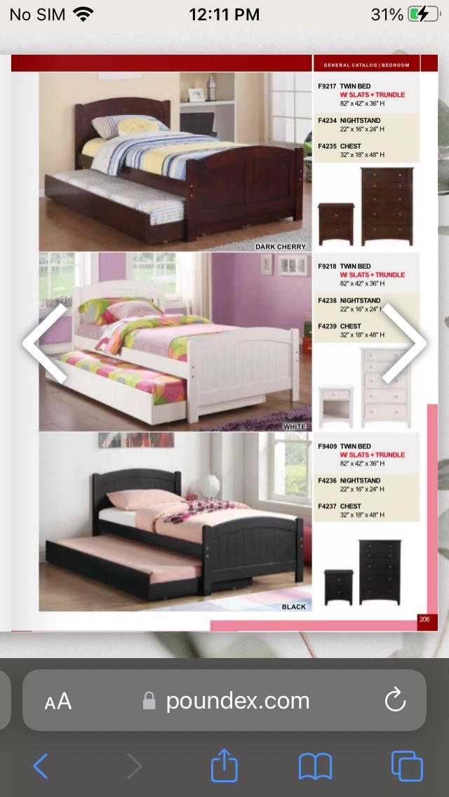 Twin Trundled Bed Frame Solid Wood New In The Box