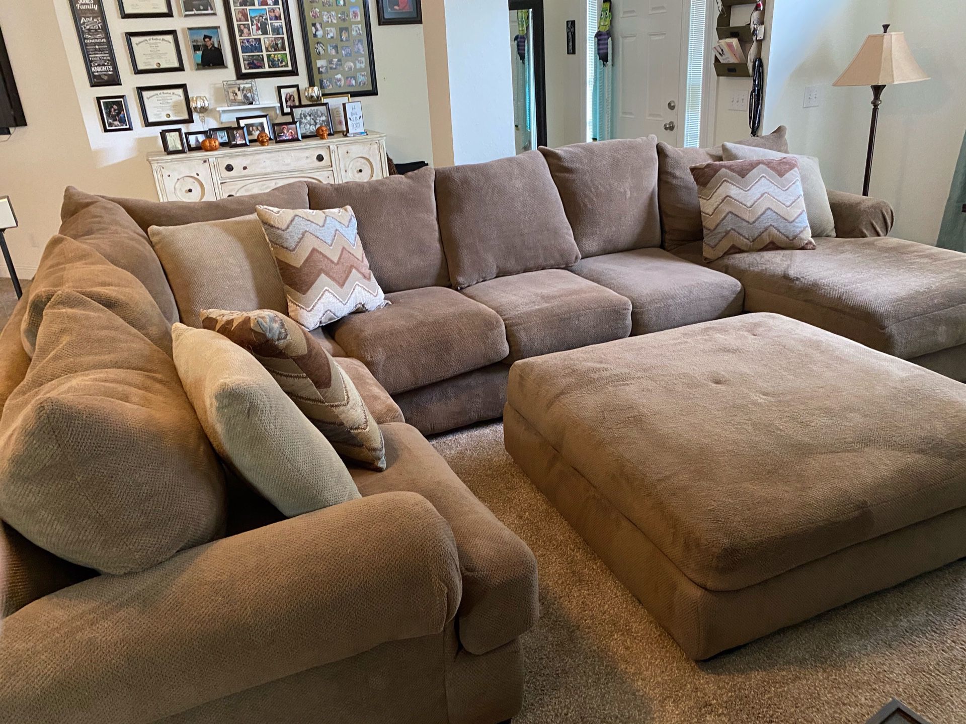 Large sectional with oversized ottoman