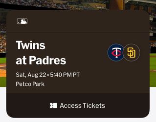 Padres tickets vs. Twins 8/22/26 (TODAY)