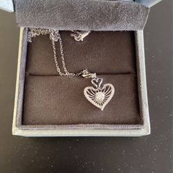 Heart Diamond Necklace 585 14k White Gold 